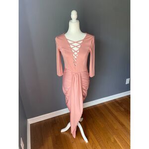 Fashion Nova Pink Crisscross-Front Maxi Dress Size L